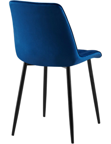 Chaise moderne capitonnée en Velours Bleu foncé Métal Noir Lorveth - 2