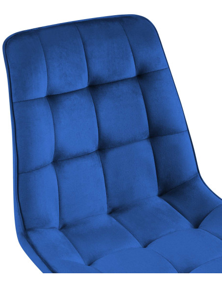 Chaise moderne capitonnée en Velours Bleu foncé Métal Noir Lorveth - 3