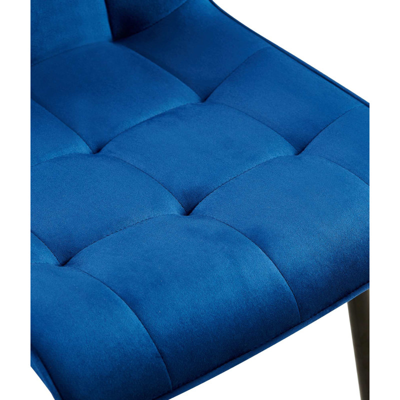 Chaise moderne capitonnée en Velours Bleu foncé Métal Noir Lorveth - 4