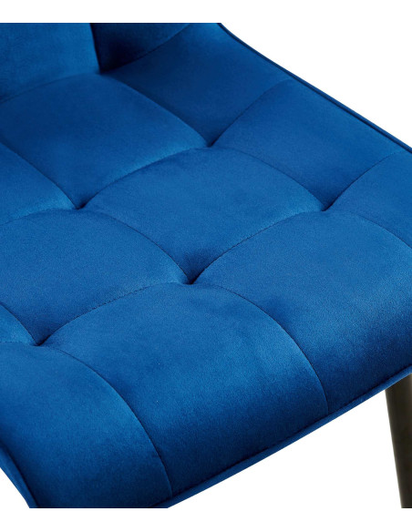 Chaise moderne capitonnée en Velours Bleu foncé Métal Noir Lorveth - 4
