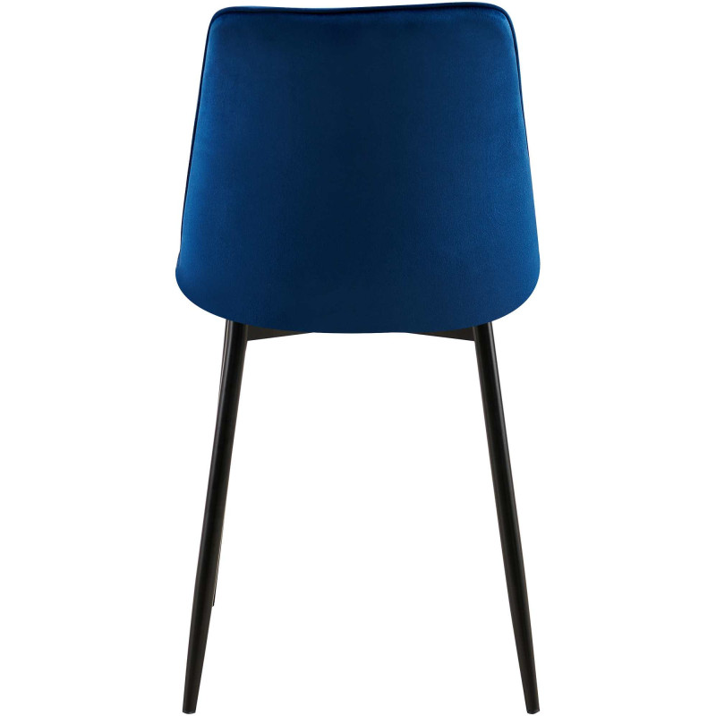 Chaise moderne capitonnée en Velours Bleu foncé Métal Noir Lorveth - 5