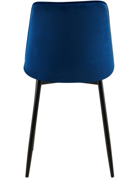 Chaise moderne capitonnée en Velours Bleu foncé Métal Noir Lorveth - 5