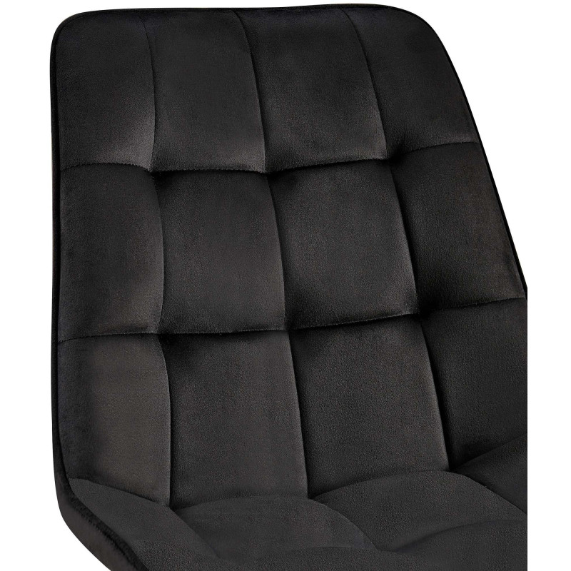 Chaise moderne capitonnée en Velours Noir Métal Noir Lorveth - 3