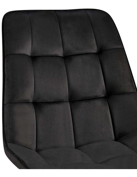 Chaise moderne capitonnée en Velours Noir Métal Noir Lorveth - 3