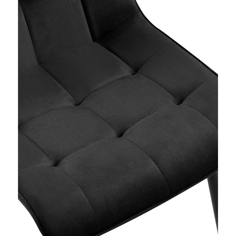 Chaise moderne capitonnée en Velours Noir Métal Noir Lorveth - 4