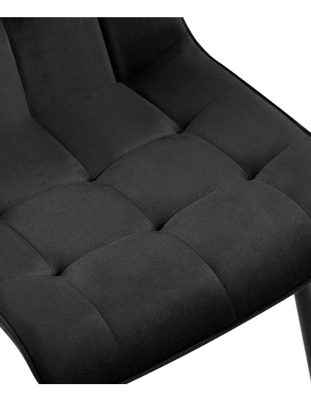 Chaise moderne capitonnée en Velours Noir Métal Noir Lorveth - 4