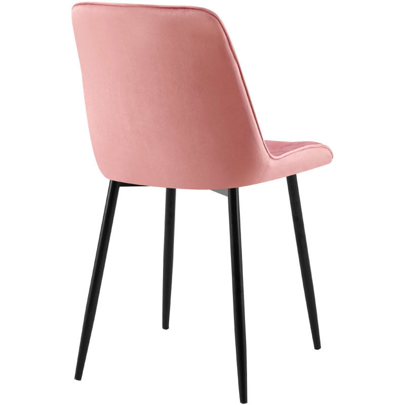 Chaise moderne capitonnée en Velours Rose Métal Noir Lorveth - 2