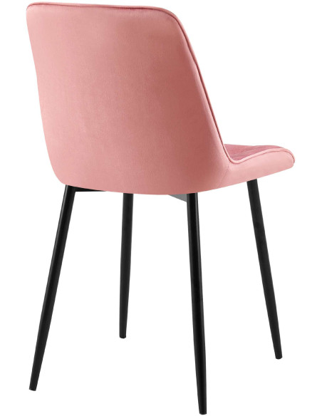 Chaise moderne capitonnée en Velours Rose Métal Noir Lorveth - 2