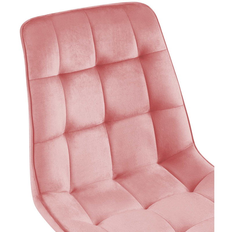 Chaise moderne capitonnée en Velours Rose Métal Noir Lorveth - 3