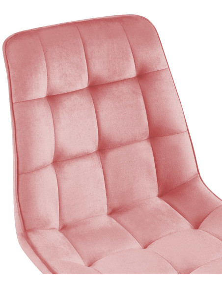 Chaise moderne capitonnée en Velours Rose Métal Noir Lorveth - 3