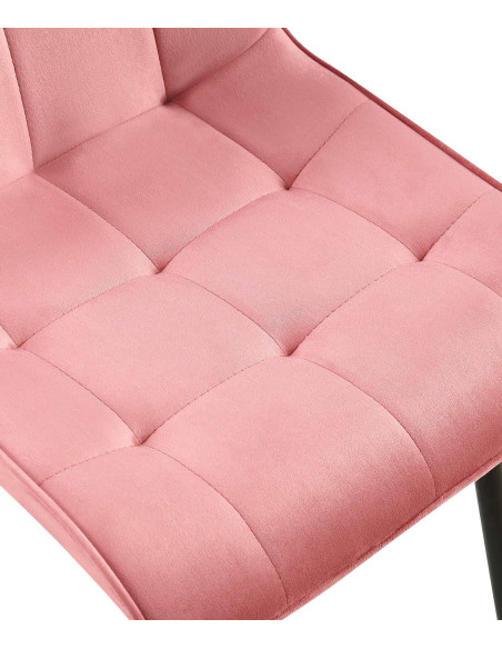 Chaise moderne capitonnée en Velours Rose Métal Noir Lorveth - 4