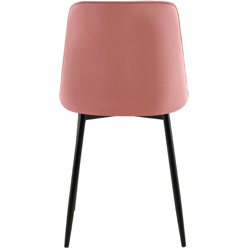 Chaise moderne capitonnée en Velours Rose Métal Noir Lorveth - 5