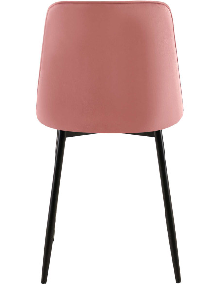 Chaise moderne capitonnée en Velours Rose Métal Noir Lorveth - 5