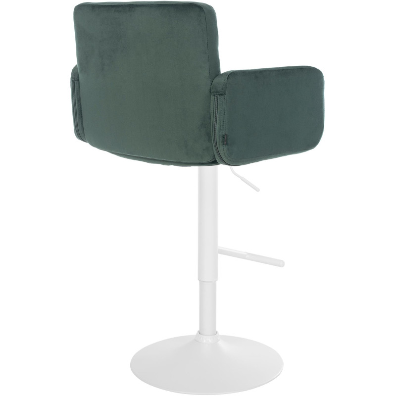 Tabouret de bar moderne chic en Velours Vert foncé Métal Blanc Roman - 2