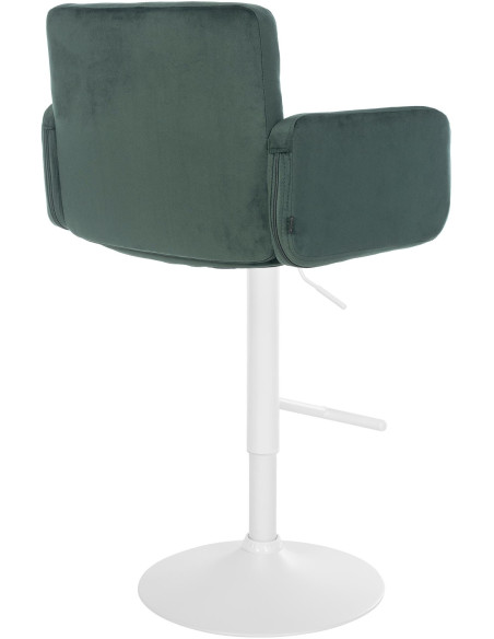 Tabouret de bar moderne chic en Velours Vert foncé Métal Blanc Roman - 2