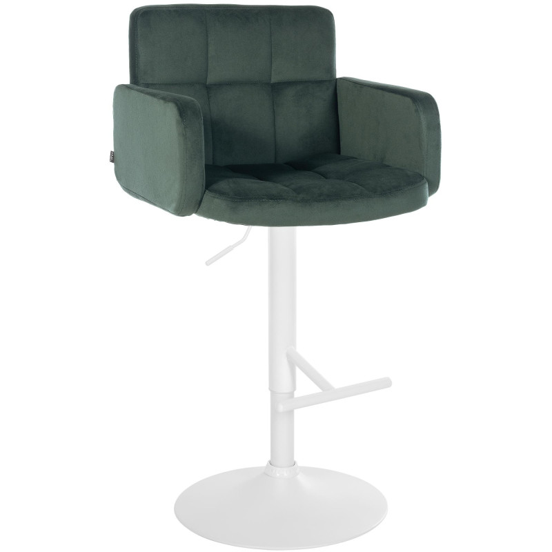 Tabouret de bar moderne chic en Velours Vert foncé Métal Blanc Roman - 1