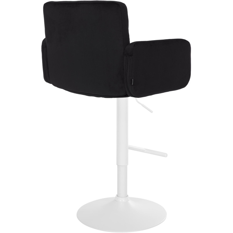 Tabouret de bar moderne chic en Velours Noir Métal Blanc Roman - 2