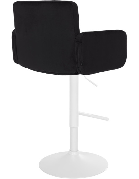 Tabouret de bar moderne chic en Velours Noir Métal Blanc Roman - 2