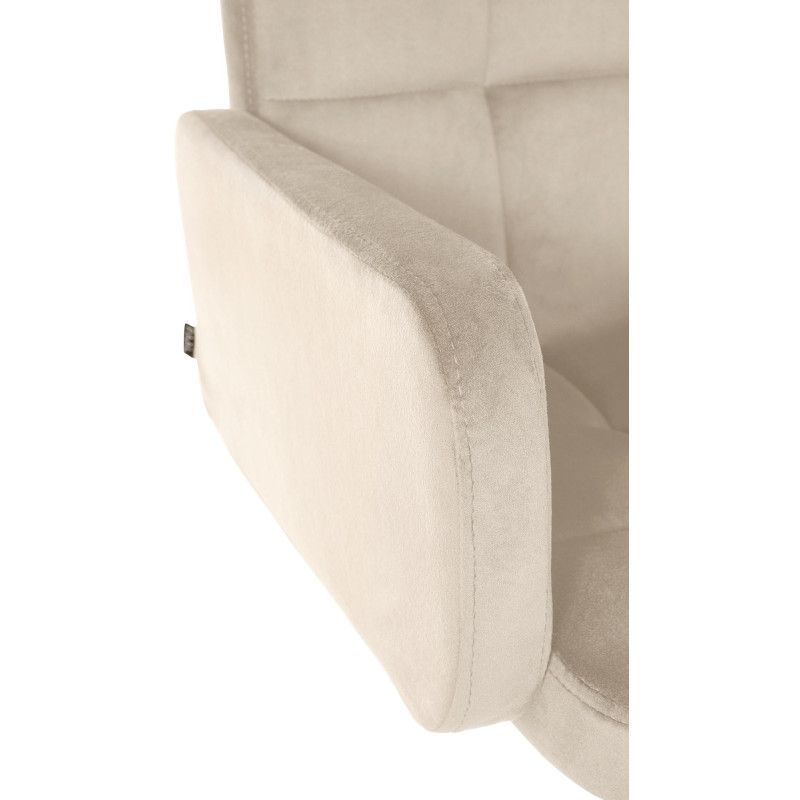 Tabouret de bar moderne chic en Velours Blanc crème Métal Blanc Roman - 3