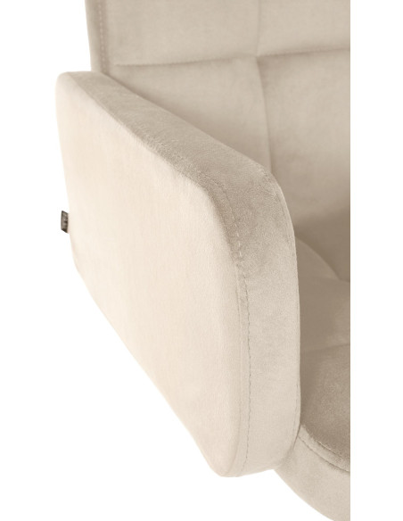 Tabouret de bar moderne chic en Velours Blanc crème Métal Blanc Roman - 3