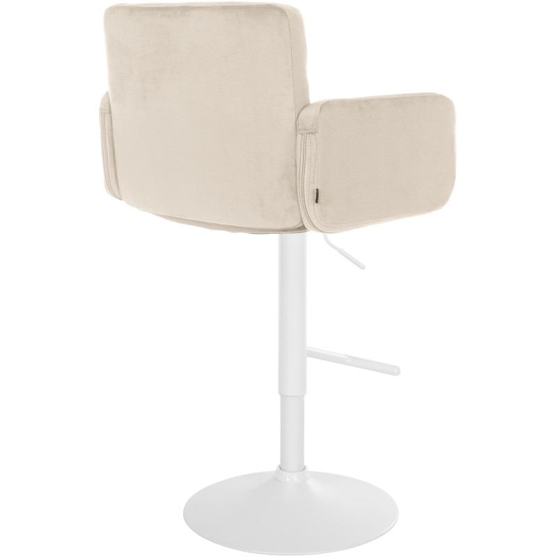 Tabouret de bar moderne chic en Velours Blanc crème Métal Blanc Roman - 2