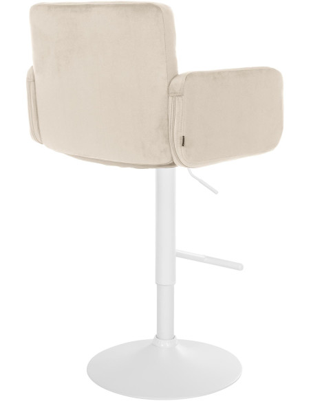 Tabouret de bar moderne chic en Velours Blanc crème Métal Blanc Roman - 2