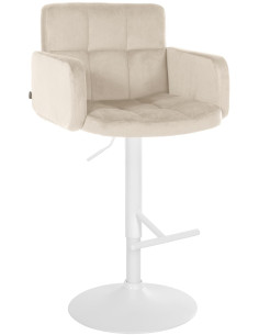 Tabouret de bar moderne chic en Velours Blanc crème Métal Blanc Roman - 1