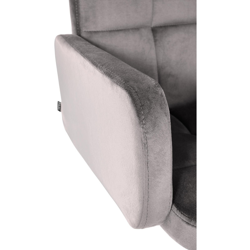 Tabouret de bar moderne chic en Velours Gris Métal Blanc Roman - 3