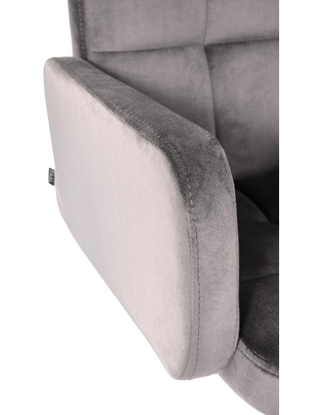 Tabouret de bar moderne chic en Velours Gris Métal Blanc Roman - 3