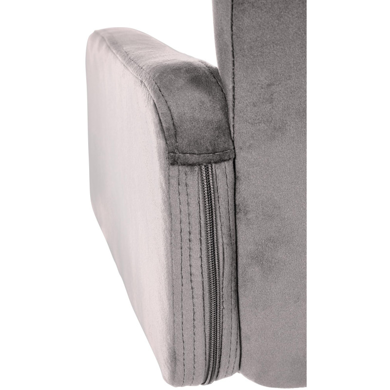 Tabouret de bar moderne chic en Velours Gris Métal Blanc Roman - 4