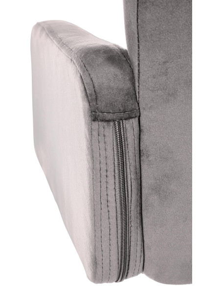 Tabouret de bar moderne chic en Velours Gris Métal Blanc Roman - 4