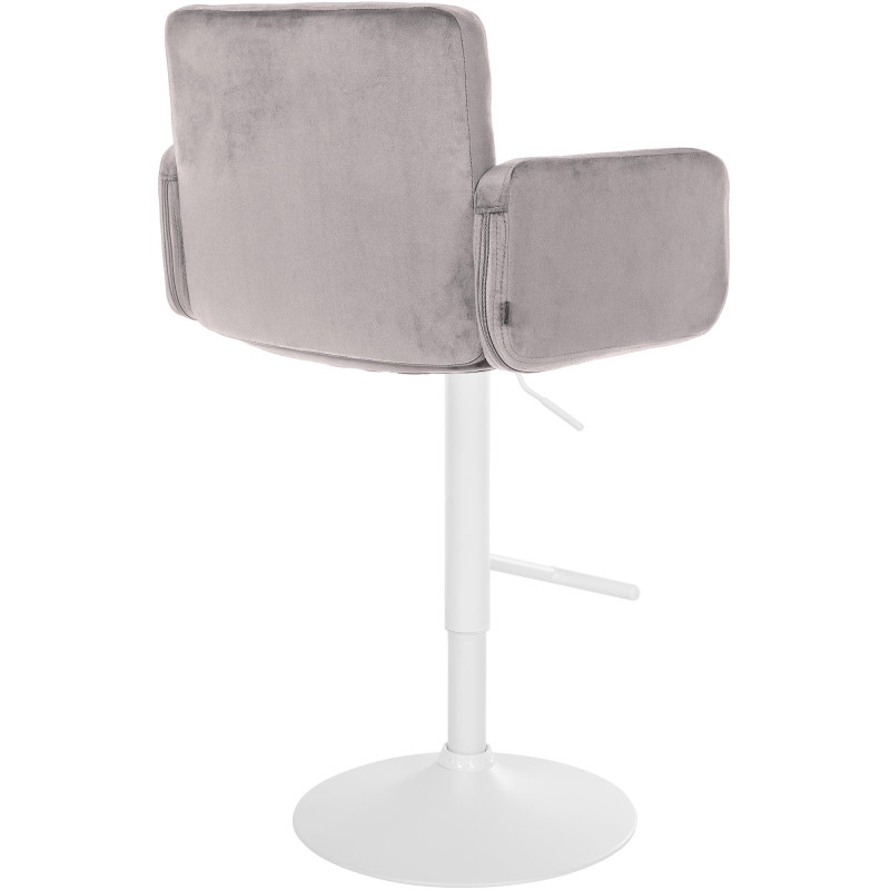 Tabouret de bar moderne chic en Velours Gris Métal Blanc Roman - 2