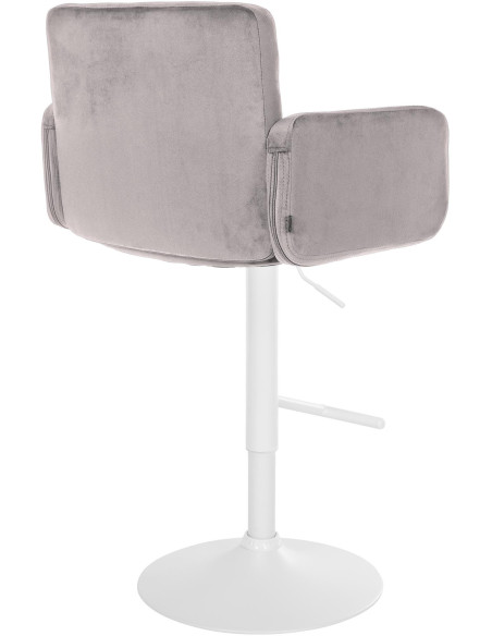 Tabouret de bar moderne chic en Velours Gris Métal Blanc Roman - 2