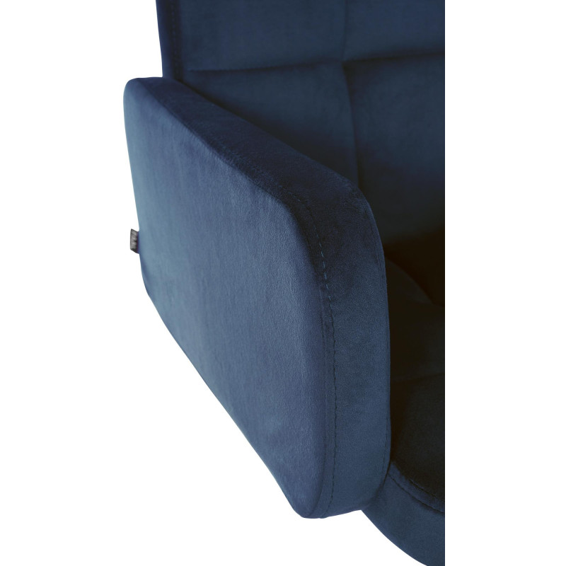 Tabouret de bar moderne chic en Velours Bleu Métal Blanc Roman - 3