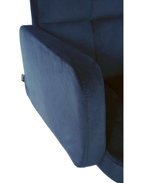 Tabouret de bar moderne chic en Velours Bleu Métal Blanc Roman - 3