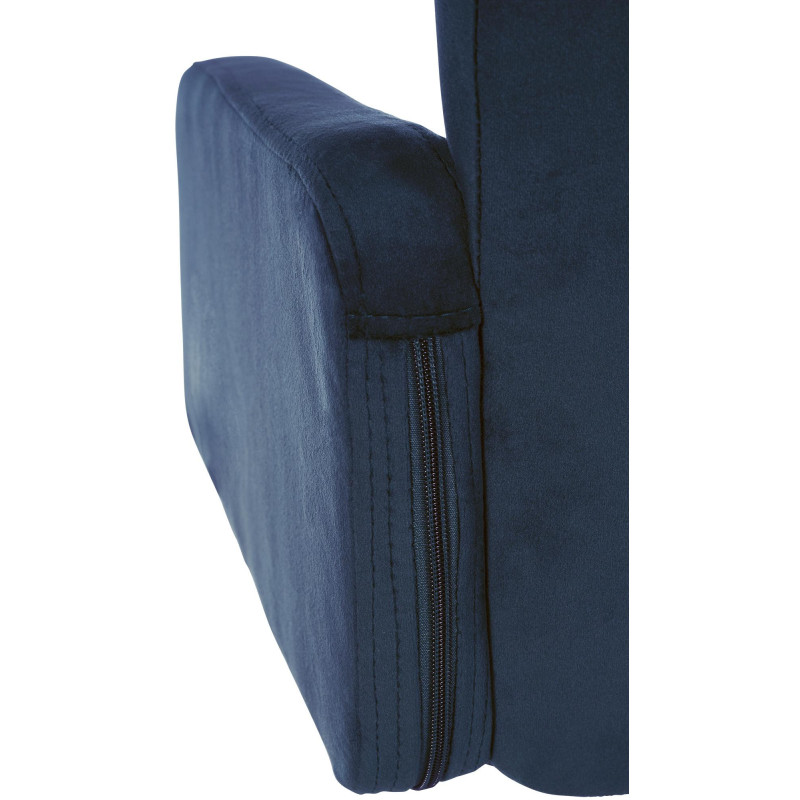 Tabouret de bar moderne chic en Velours Bleu Métal Blanc Roman - 4