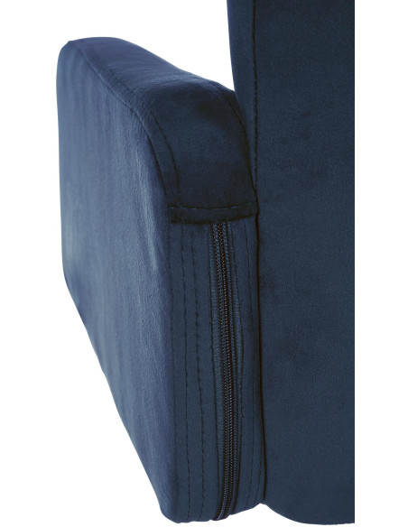 Tabouret de bar moderne chic en Velours Bleu Métal Blanc Roman - 4