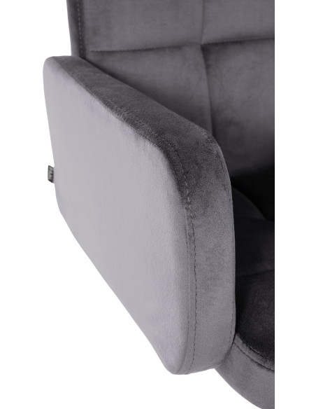 Tabouret de bar moderne chic en Velours Gris foncé Métal Blanc Roman - 3