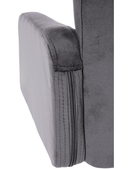 Tabouret de bar moderne chic en Velours Gris foncé Métal Blanc Roman - 4