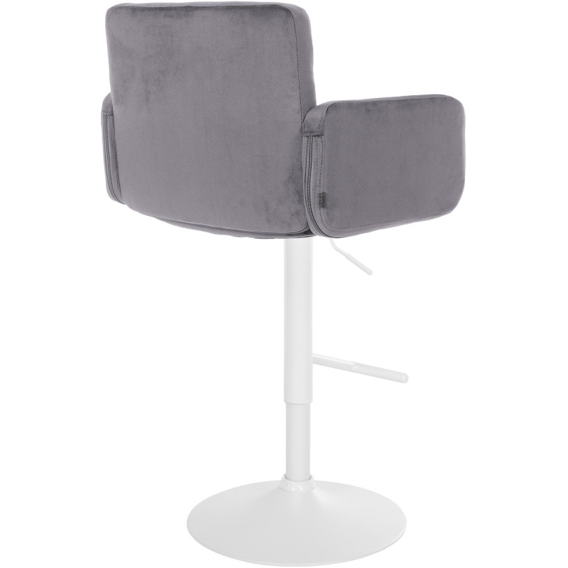 Tabouret de bar moderne chic en Velours Gris foncé Métal Blanc Roman - 2