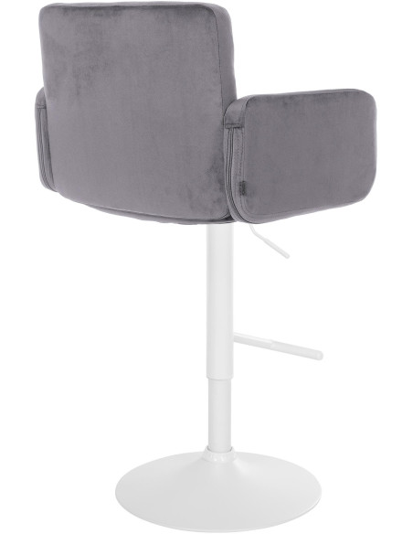 Tabouret de bar moderne chic en Velours Gris foncé Métal Blanc Roman - 2