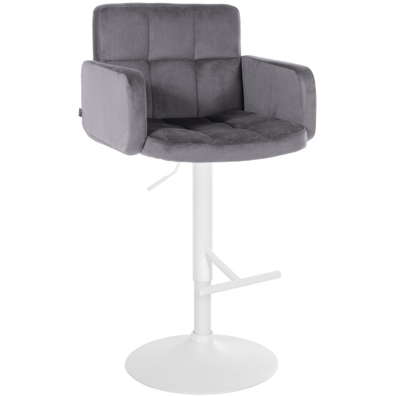 Tabouret de bar moderne chic en Velours Gris foncé Métal Blanc Roman - 1