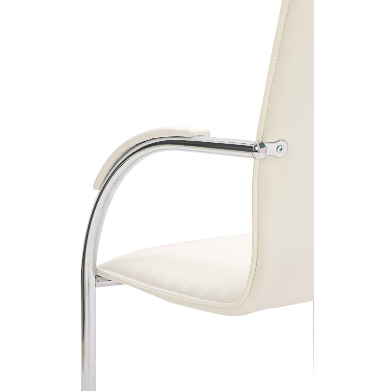 Fauteuil de table moderne en Polyuréthane Blanc Métal Argenté Velya - 5