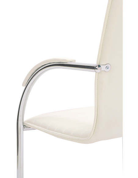 Fauteuil de table moderne en Polyuréthane Blanc Métal Argenté Velya - 5