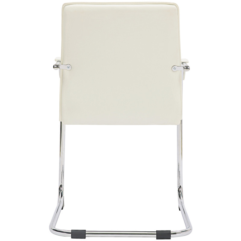Fauteuil de table moderne en Polyuréthane Blanc Métal Argenté Velya - 4