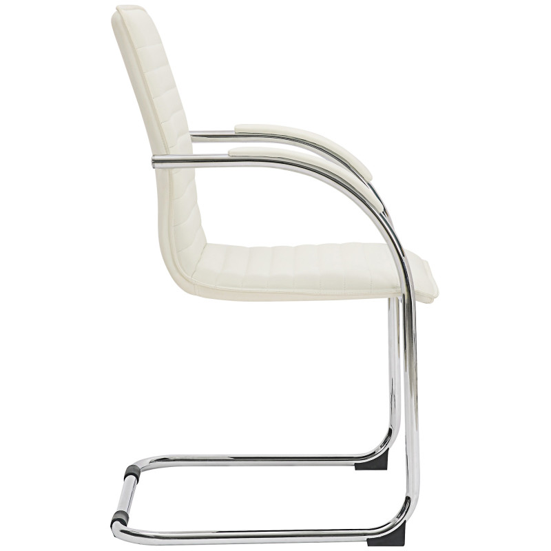 Fauteuil de table moderne en Polyuréthane Blanc Métal Argenté Velya - 3
