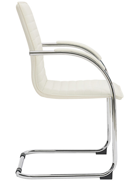Fauteuil de table moderne en Polyuréthane Blanc Métal Argenté Velya - 3