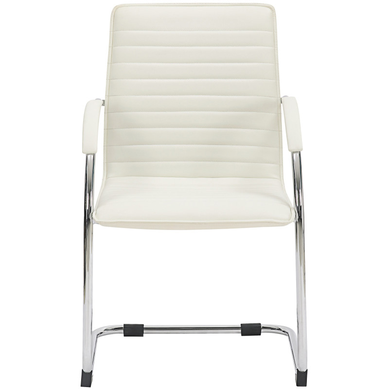 Fauteuil de table moderne en Polyuréthane Blanc Métal Argenté Velya - 2