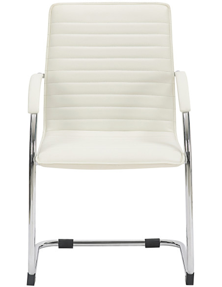 Fauteuil de table moderne en Polyuréthane Blanc Métal Argenté Velya - 2