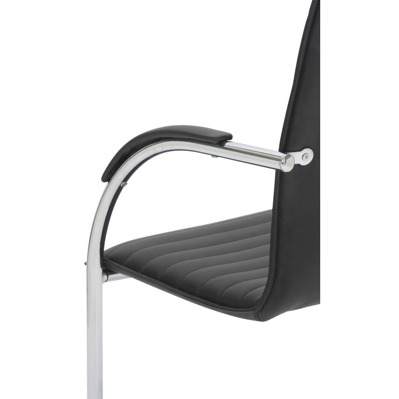 Fauteuil de table moderne en Polyuréthane Noir Métal Argenté Velya - 5